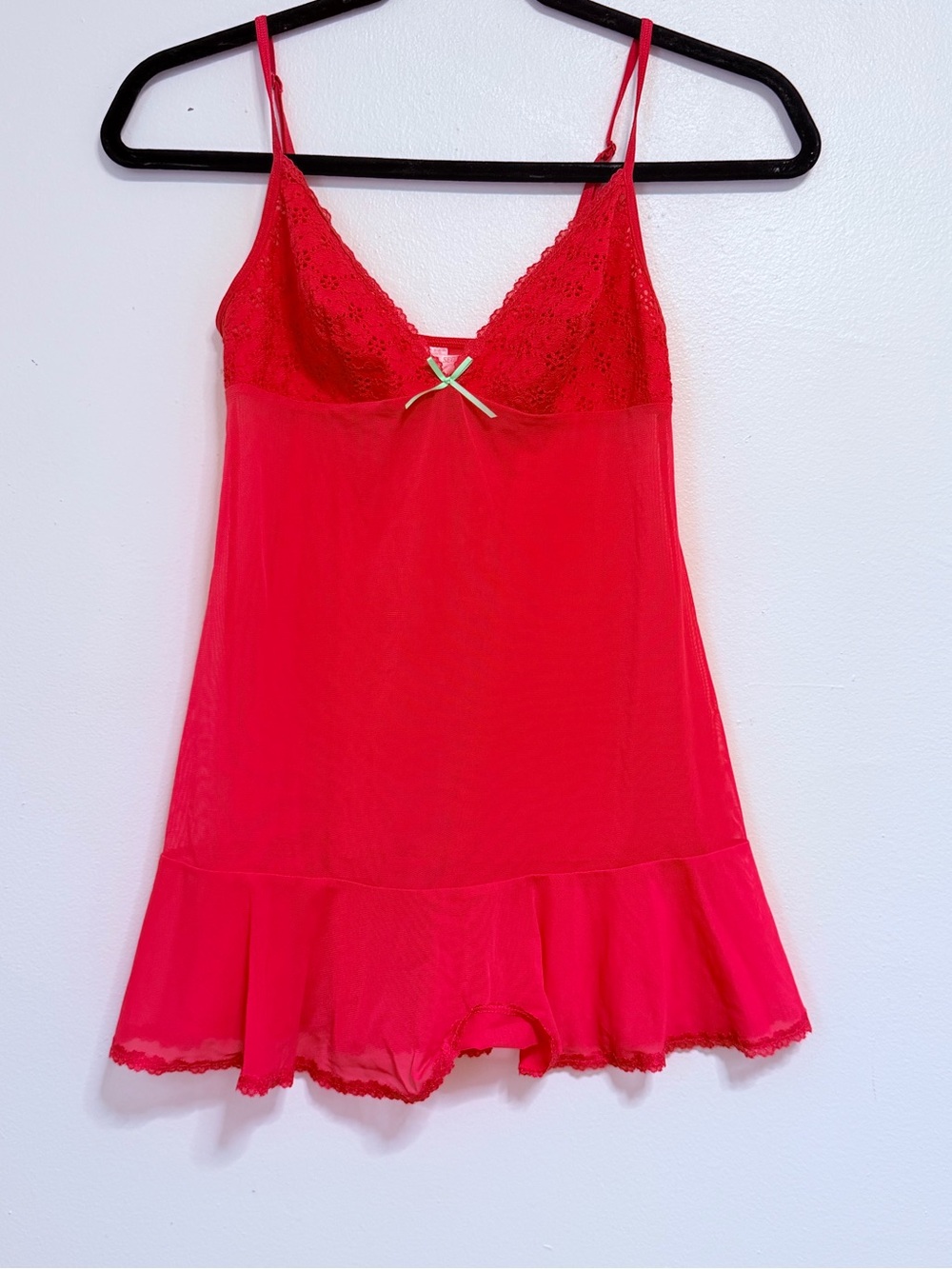 Victoria's Secret Red Lace-Trim Chemise Small